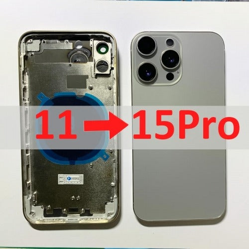 Convertor Back Panel Housing Body for Apple iPhone 11 Convert to Apple iPhone 15 Pro Zeespares Convertor Back Panel Housing Body for Apple iPhone 11 Convert to Apple iPhone 15 Pro Zeespares